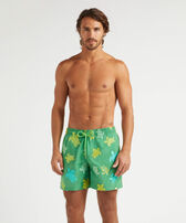 Men Swim Shorts Embroidered Tortue Multicolore - Limited Edition Chive front worn view