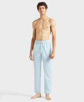Pantaloni uomo in lana regular fit Micro Rayures Tailoring Blue topaz vista frontale indossata