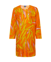 Women Cotton and Silk Kaftan Madrague Apricot front view