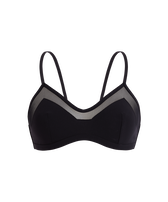Women Bra-style Bikini Top Solid Black front view