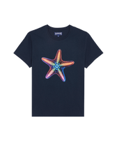 T-shirt uomo in cotone biologico Disco Stars Blu marine vista frontale