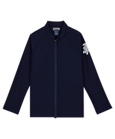 Kids Zipper Long Sleeves Rashguard Navy 正面图