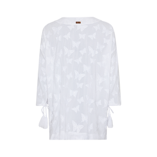 Women Viscose Shirt Disco Butterflies White back view