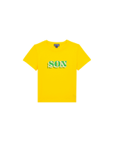 Camiseta en algodón orgánico con estampado Dad and Son para niño Sol vista frontal