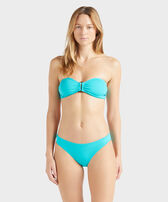 Women Bandeau Bikini Top Solid Disco green front worn view