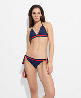 Women Halter Bikini Top Solid - Vilebrequin x Ines de la Fressange Navy front worn view