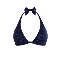 Women Halter Bikini Top Strass Navy front view